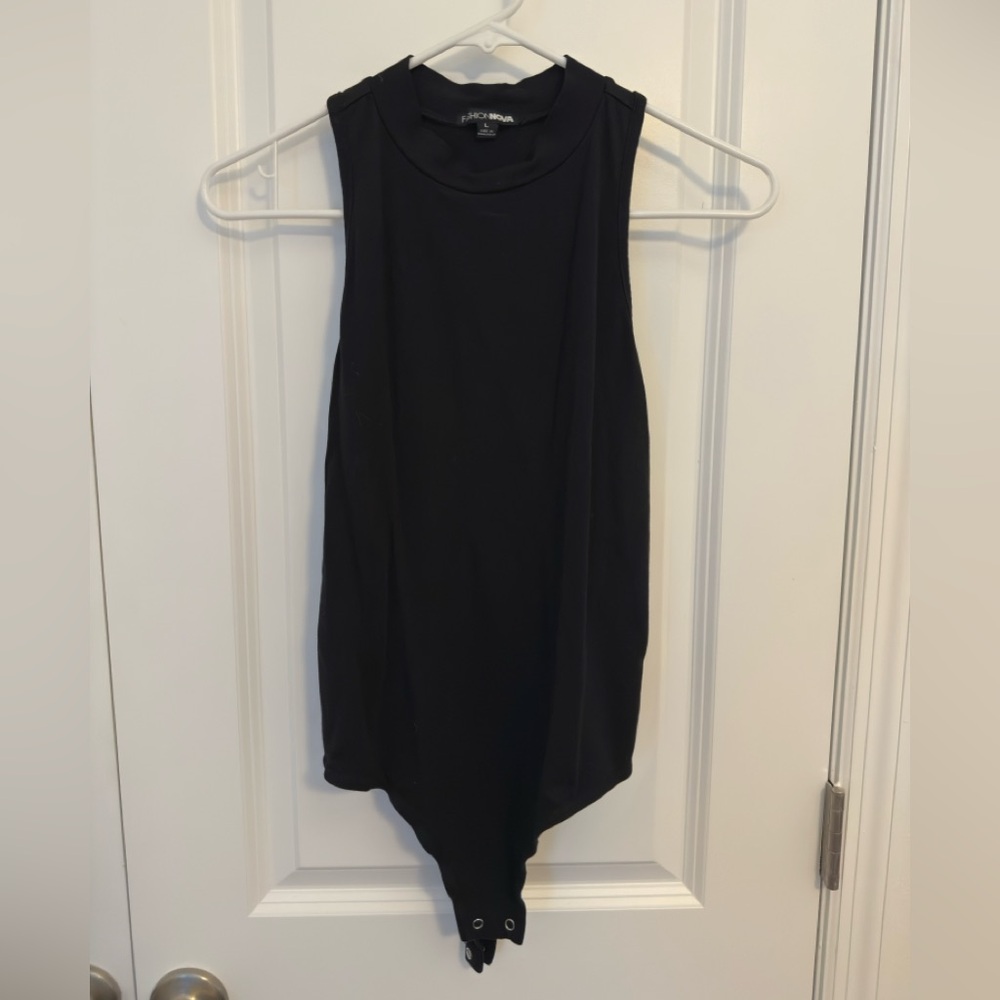 Fashion Nova Black Sleeveless Tank Bodysuit